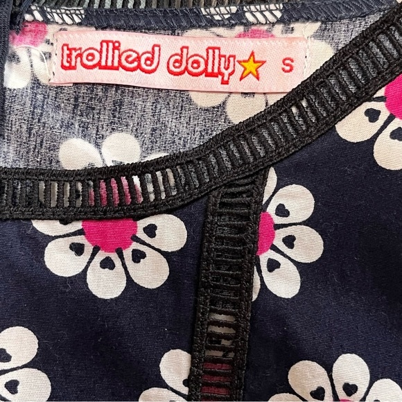 ModCloth Trollied Dolly Daisy Print Dress, Navy and Pink, Small - Picture 8 of 10